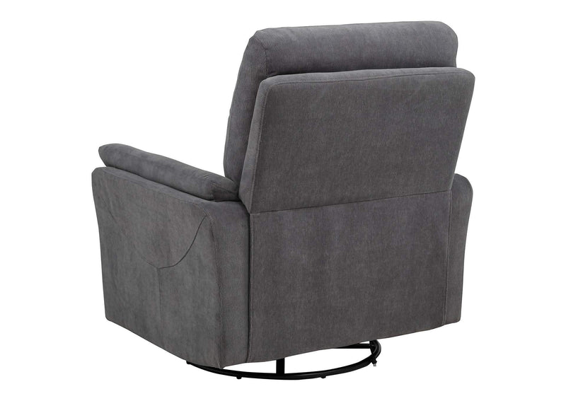 610443P Adler Upholstered Power Swivel Glider Recliner Charcoal Grey