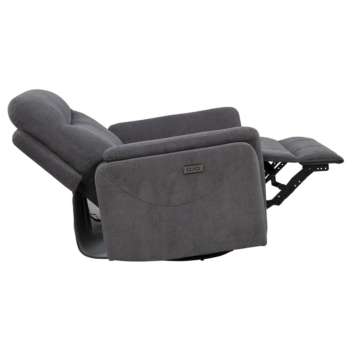 610443P Adler Upholstered Power Swivel Glider Recliner Charcoal Grey