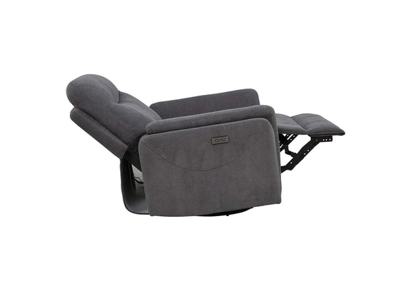 610443P Adler Upholstered Power Swivel Glider Recliner Charcoal Grey