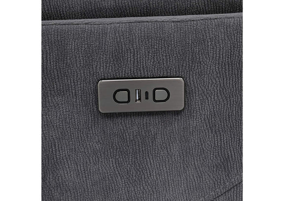 610443P Adler Upholstered Power Swivel Glider Recliner Charcoal Grey