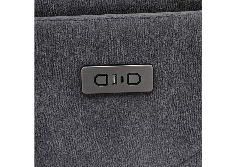 610443P Adler Upholstered Power Swivel Glider Recliner Charcoal Grey