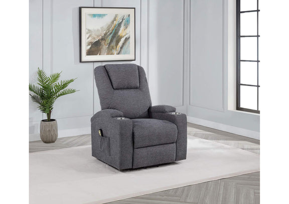 610453P Louie Chenille Upholstered Power Lift Massage Chair Grey