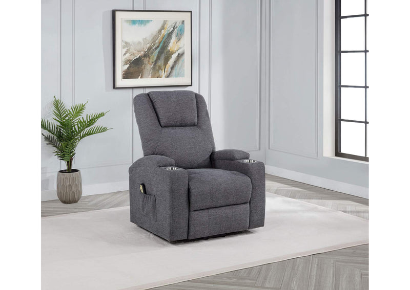 610453P Louie Chenille Upholstered Power Lift Massage Chair Grey