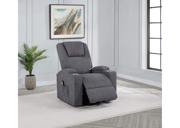 610453P Louie Chenille Upholstered Power Lift Massage Chair Grey