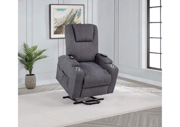 610453P Louie Chenille Upholstered Power Lift Massage Chair Grey