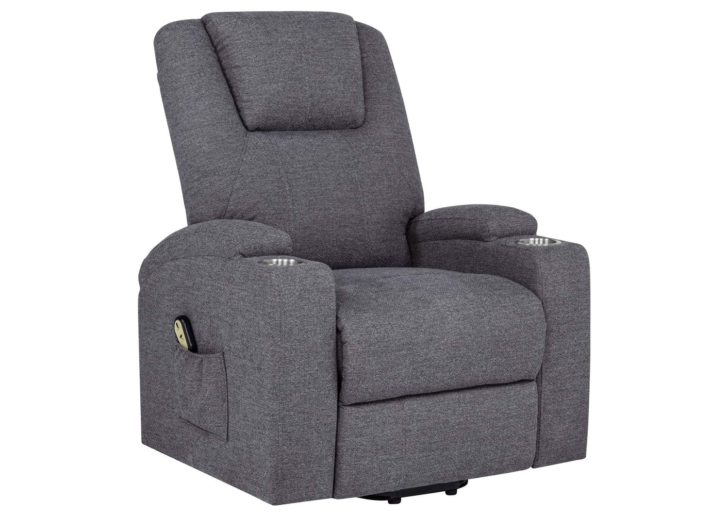 610453P Louie Chenille Upholstered Power Lift Massage Chair Grey