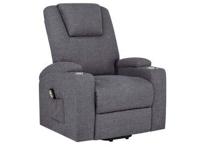 610453P Louie Chenille Upholstered Power Lift Massage Chair Grey