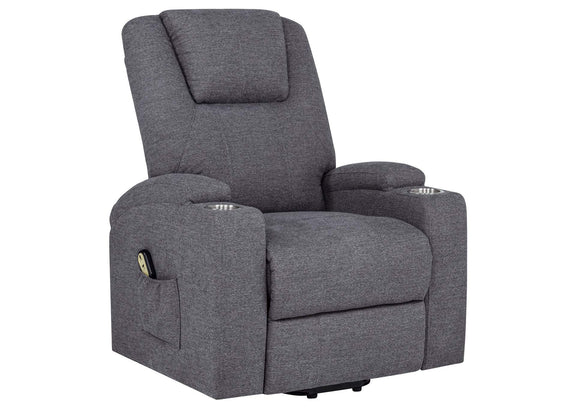 610453P Louie Chenille Upholstered Power Lift Massage Chair Grey