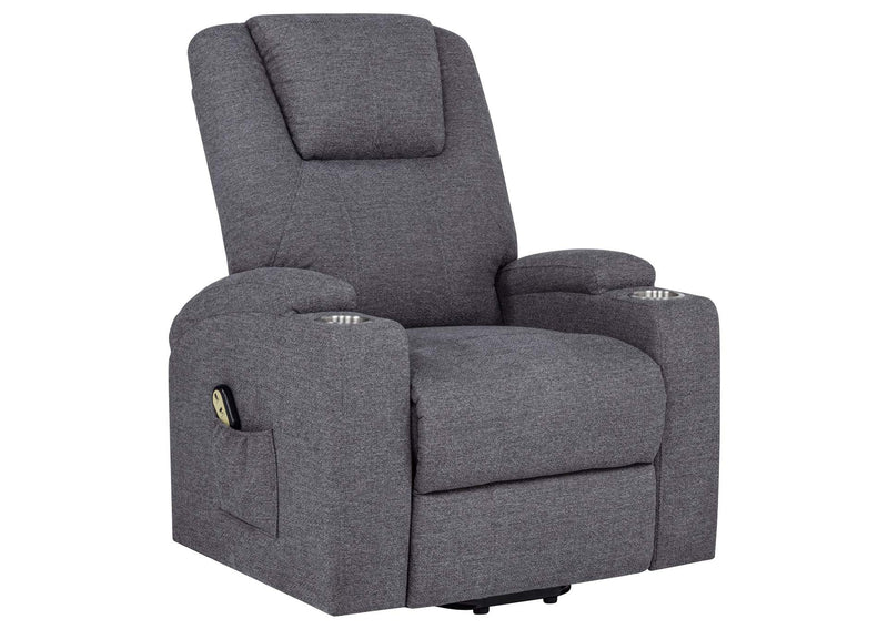610453P Louie Chenille Upholstered Power Lift Massage Chair Grey