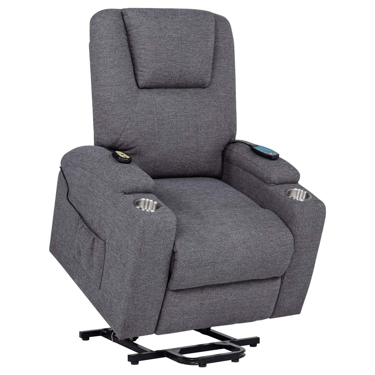 610453P Louie Chenille Upholstered Power Lift Massage Chair Grey
