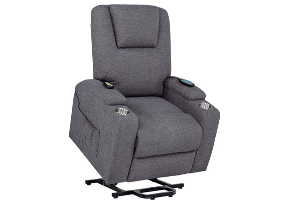 610453P Louie Chenille Upholstered Power Lift Massage Chair Grey