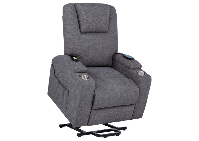 610453P Louie Chenille Upholstered Power Lift Massage Chair Grey