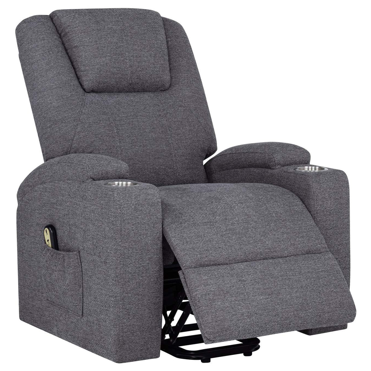 610453P Louie Chenille Upholstered Power Lift Massage Chair Grey