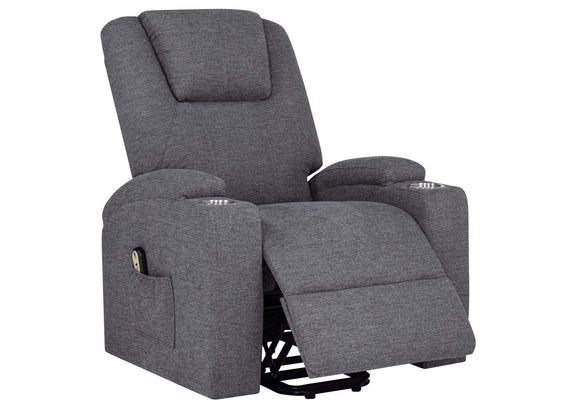 610453P Louie Chenille Upholstered Power Lift Massage Chair Grey