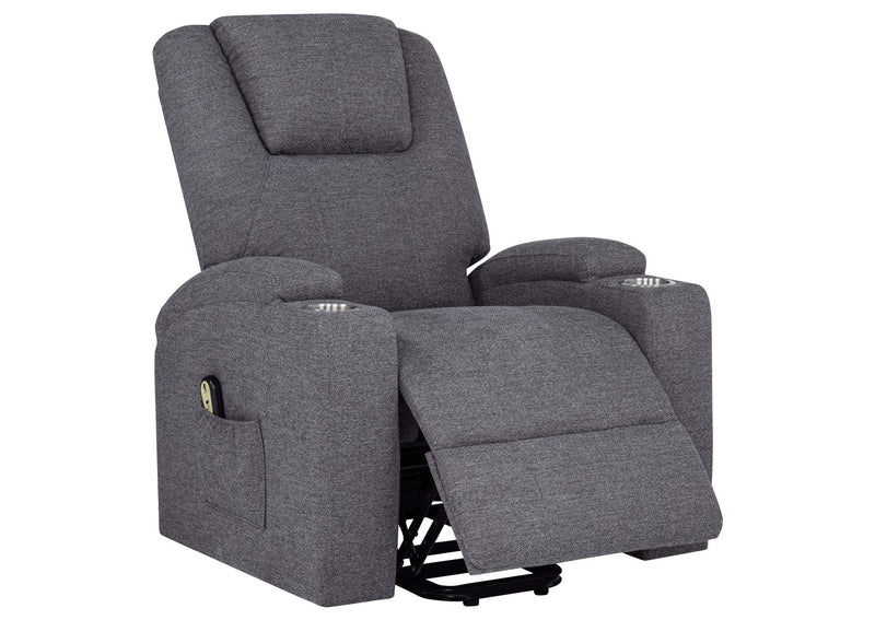 610453P Louie Chenille Upholstered Power Lift Massage Chair Grey