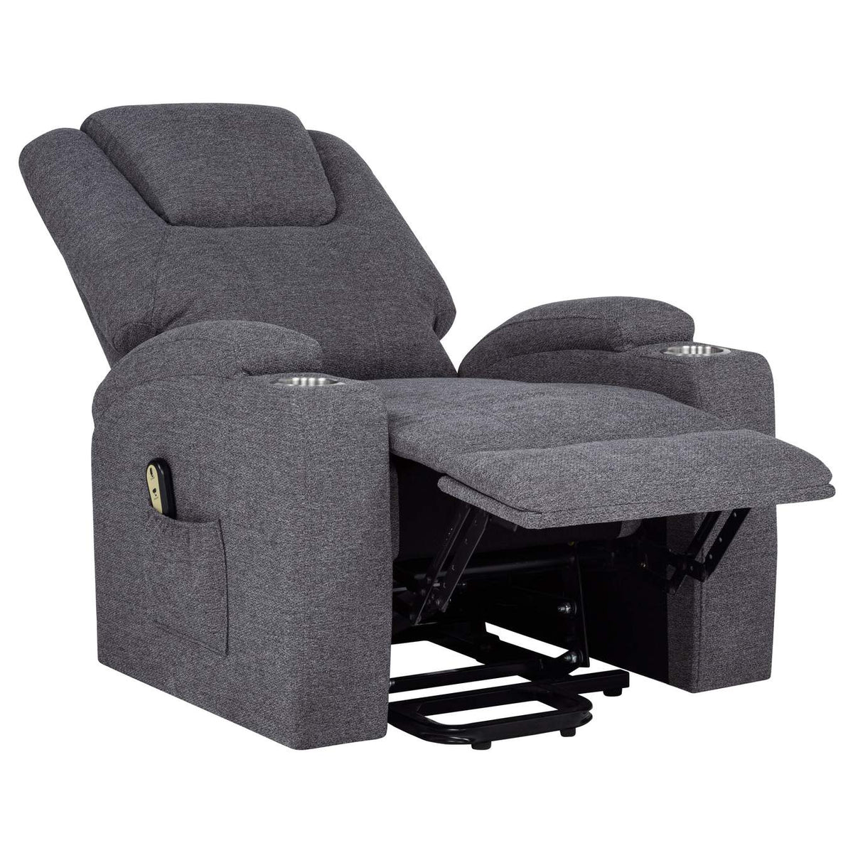 610453P Louie Chenille Upholstered Power Lift Massage Chair Grey