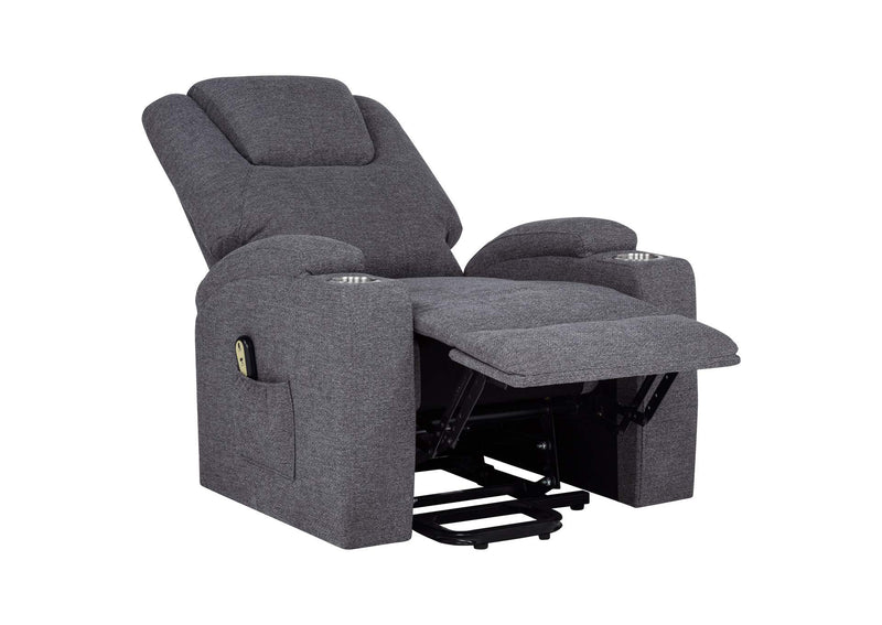 610453P Louie Chenille Upholstered Power Lift Massage Chair Grey