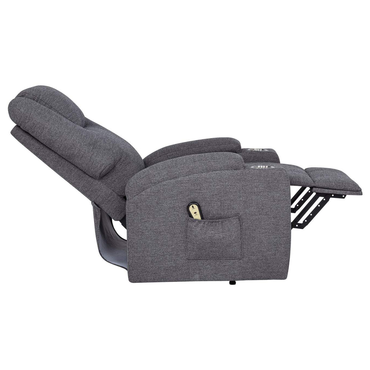 610453P Louie Chenille Upholstered Power Lift Massage Chair Grey