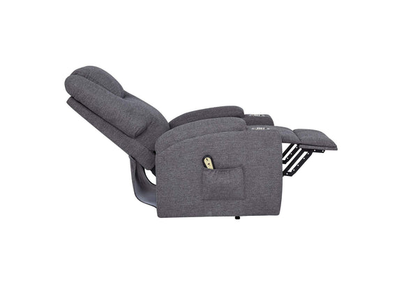 610453P Louie Chenille Upholstered Power Lift Massage Chair Grey