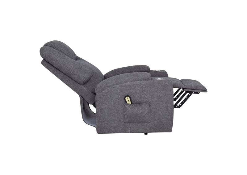 610453P Louie Chenille Upholstered Power Lift Massage Chair Grey