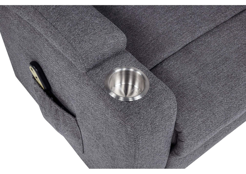 610453P Louie Chenille Upholstered Power Lift Massage Chair Grey