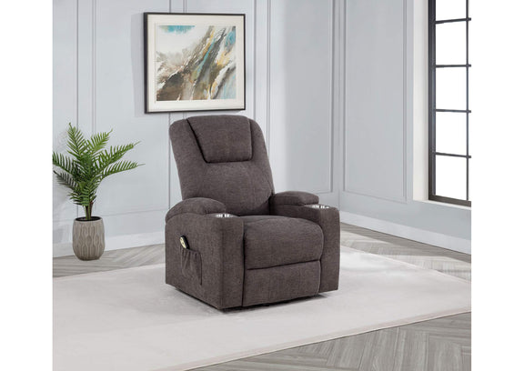 610463P Louie Chenille Upholstered Power Lift Massage Chair Brown