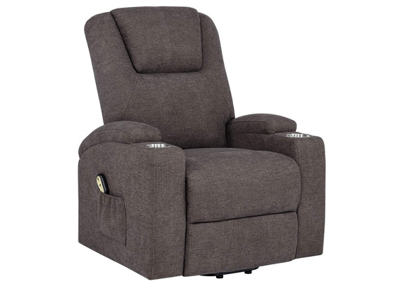 610463P Louie Chenille Upholstered Power Lift Massage Chair Brown