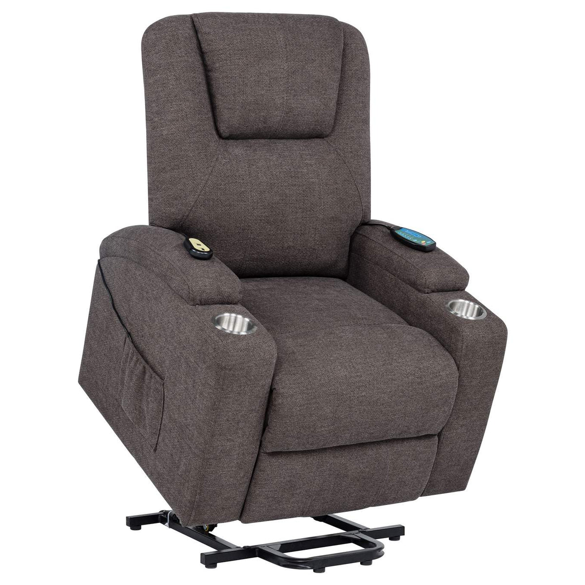 610463P Louie Chenille Upholstered Power Lift Massage Chair Brown