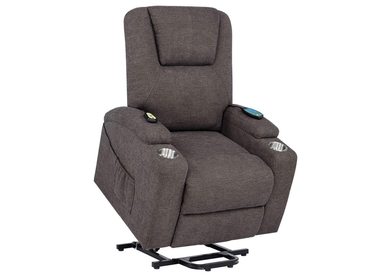 610463P Louie Chenille Upholstered Power Lift Massage Chair Brown