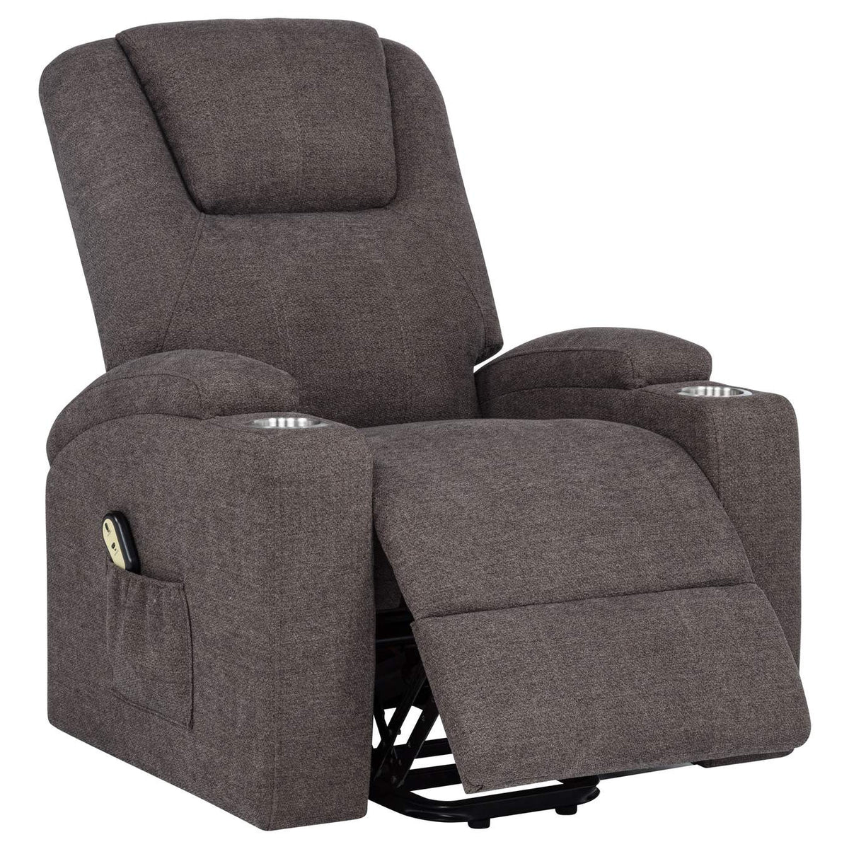610463P Louie Chenille Upholstered Power Lift Massage Chair Brown