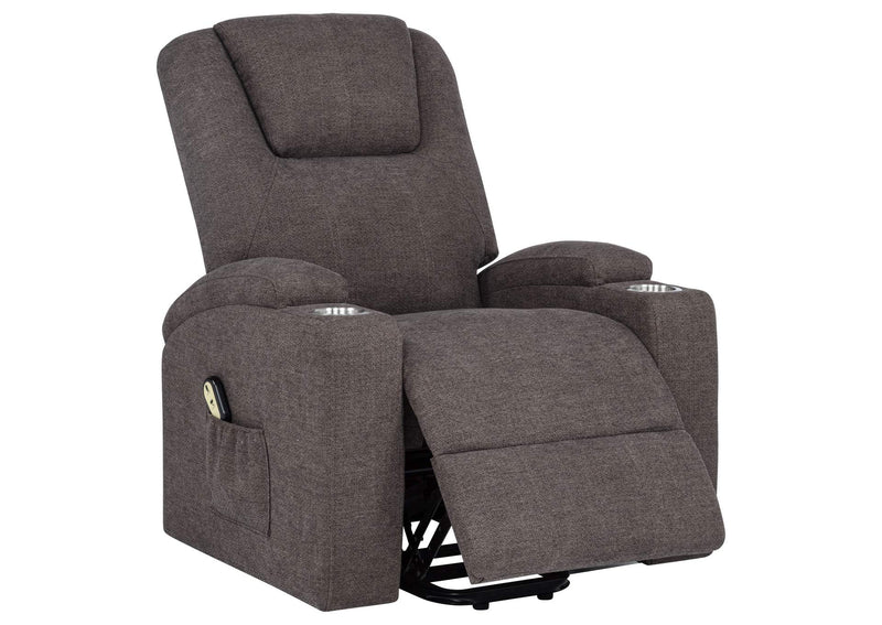 610463P Louie Chenille Upholstered Power Lift Massage Chair Brown