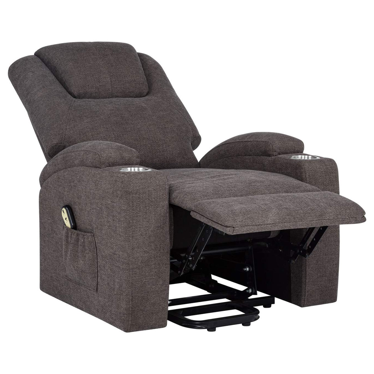610463P Louie Chenille Upholstered Power Lift Massage Chair Brown