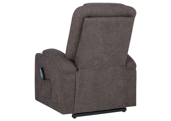 610463P Louie Chenille Upholstered Power Lift Massage Chair Brown