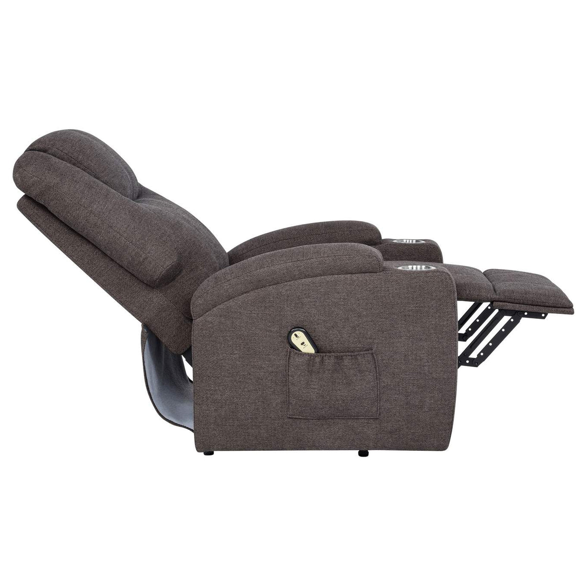 610463P Louie Chenille Upholstered Power Lift Massage Chair Brown