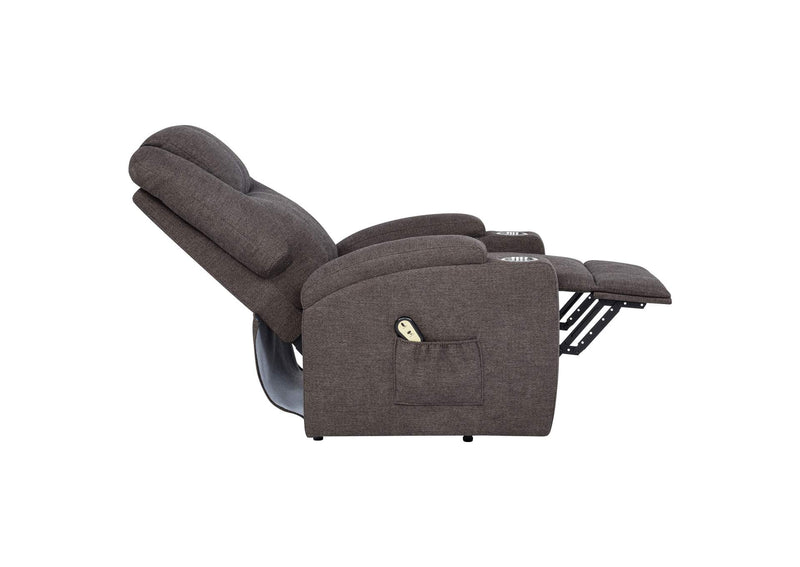 610463P Louie Chenille Upholstered Power Lift Massage Chair Brown