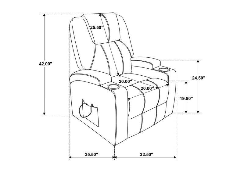 610463P Louie Chenille Upholstered Power Lift Massage Chair Brown