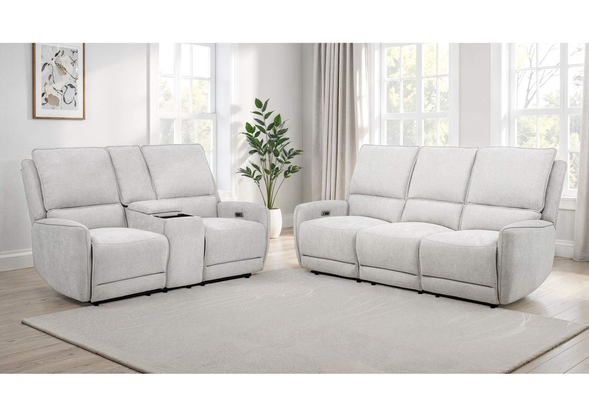 610521P-S2 Sylmar 2-piece Chenille Power Reclining Sofa Set Dove Grey