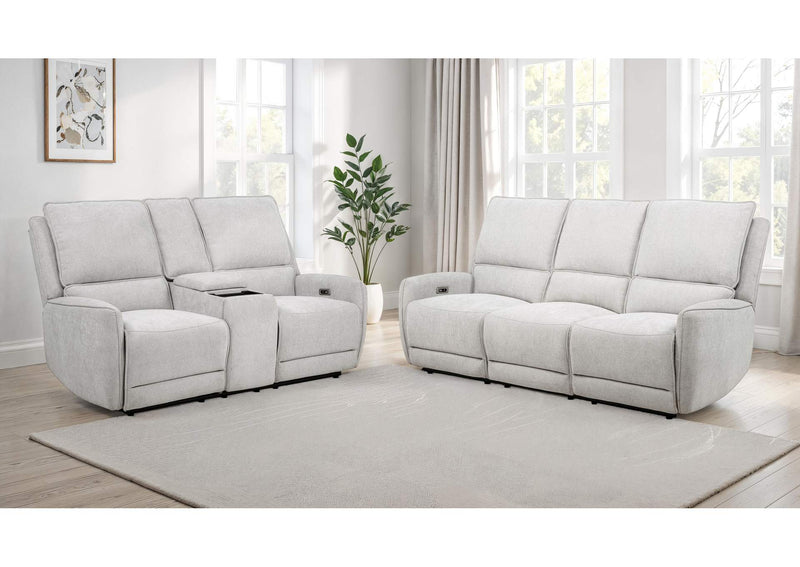610521P-S2 Sylmar 2-piece Chenille Power Reclining Sofa Set Dove Grey
