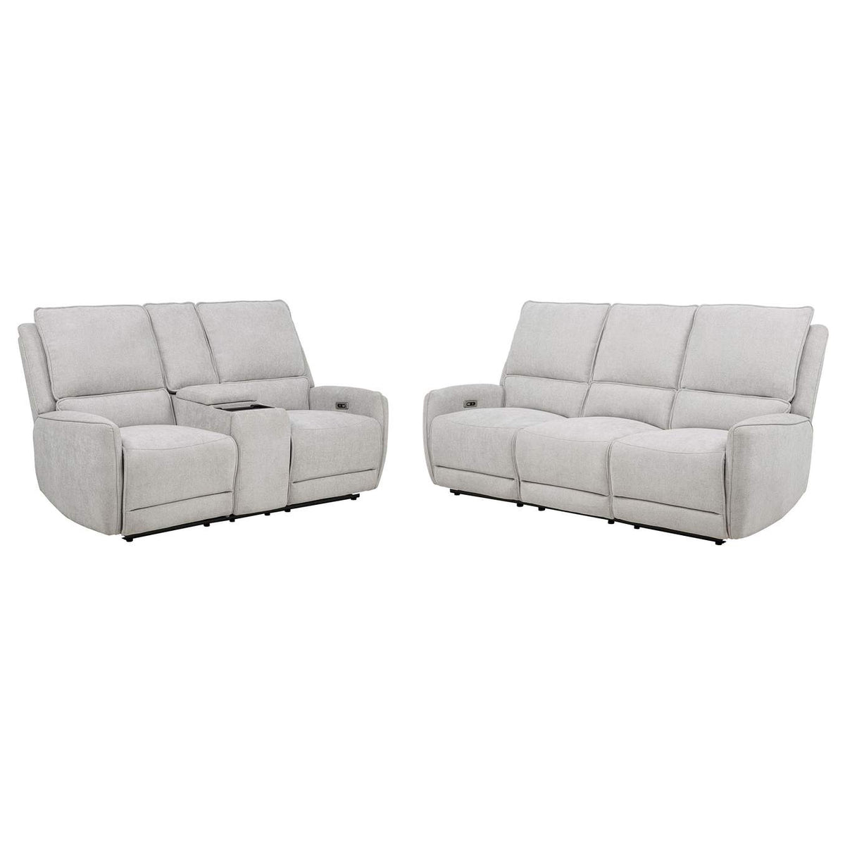 610521P-S2 Sylmar 2-piece Chenille Power Reclining Sofa Set Dove Grey