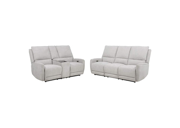 610521P-S2 Sylmar 2-piece Chenille Power Reclining Sofa Set Dove Grey