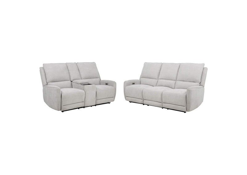 610521P-S2 Sylmar 2-piece Chenille Power Reclining Sofa Set Dove Grey