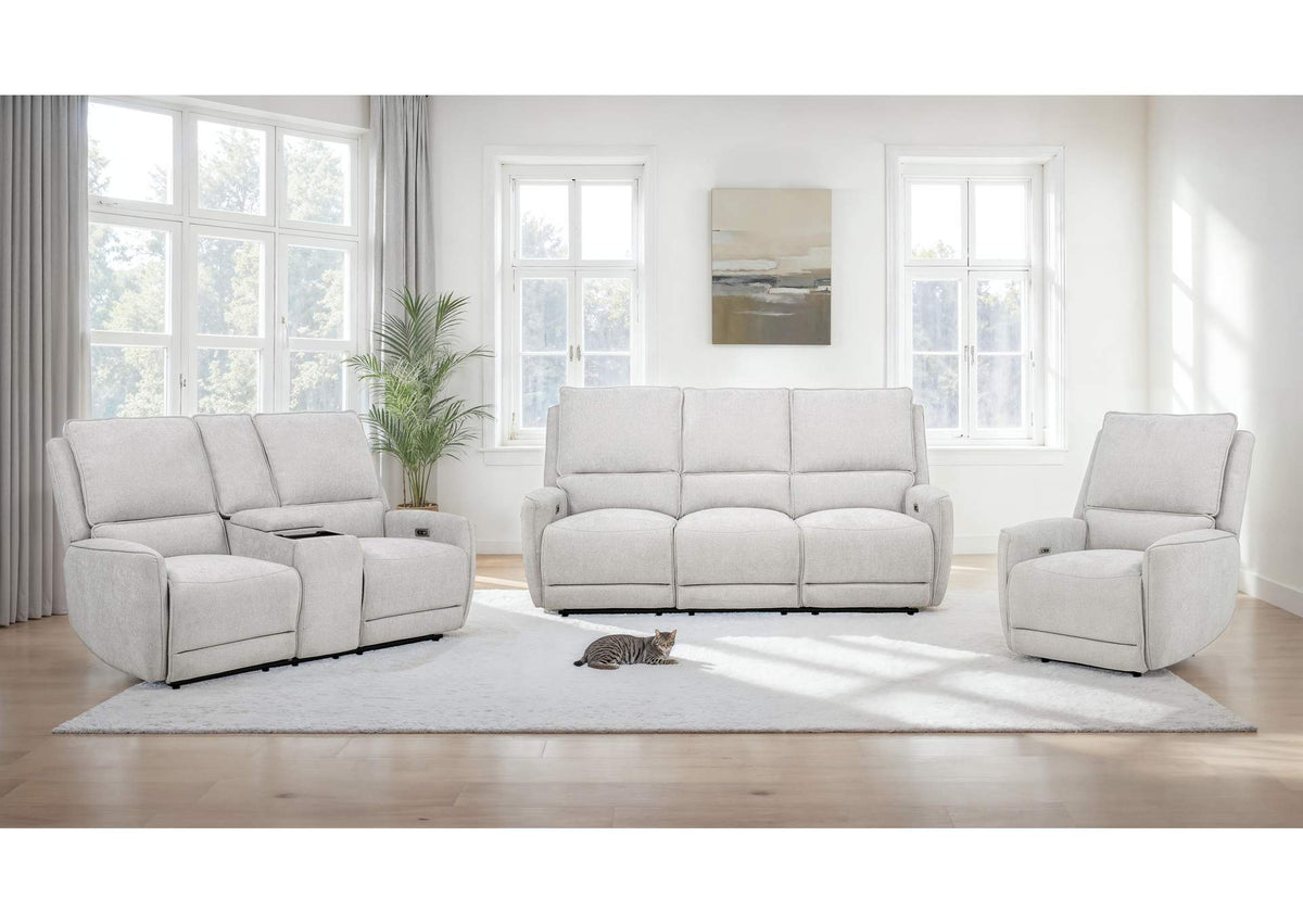 610521P-S3 Sylmar 3-piece Chenille Power Reclining Sofa Set Dove Grey