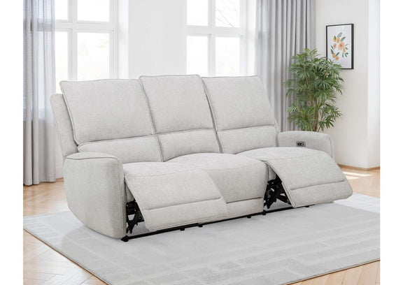 610521P Sylmar Chenille Upholstered Power Reclining Sofa Dove Grey