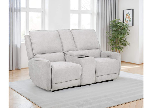 610522P Sylmar Chenille Upholstered Power Reclining Loveseat Dove Grey