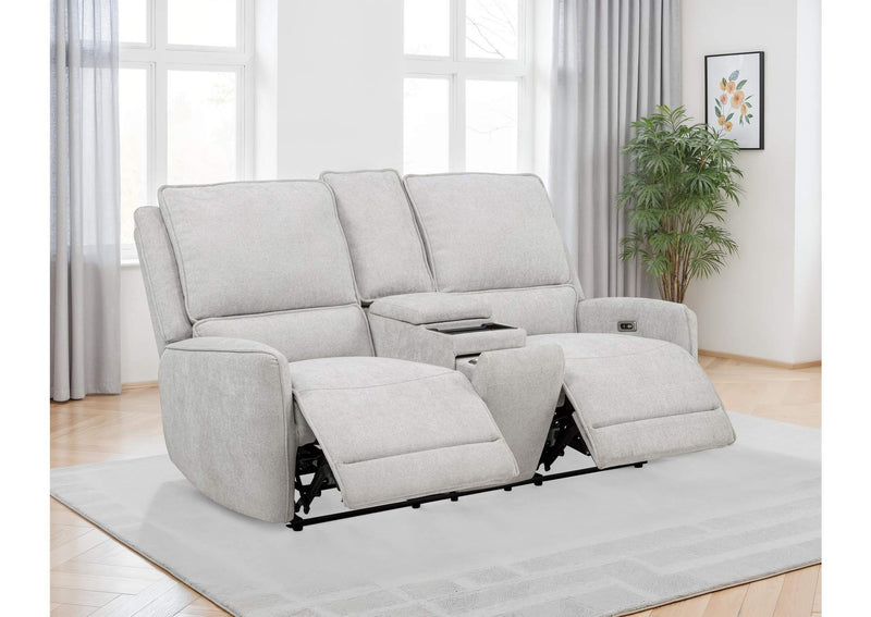 610522P Sylmar Chenille Upholstered Power Reclining Loveseat Dove Grey
