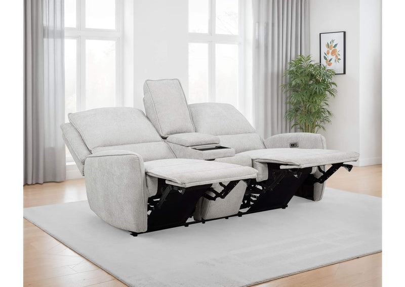 610522P Sylmar Chenille Upholstered Power Reclining Loveseat Dove Grey