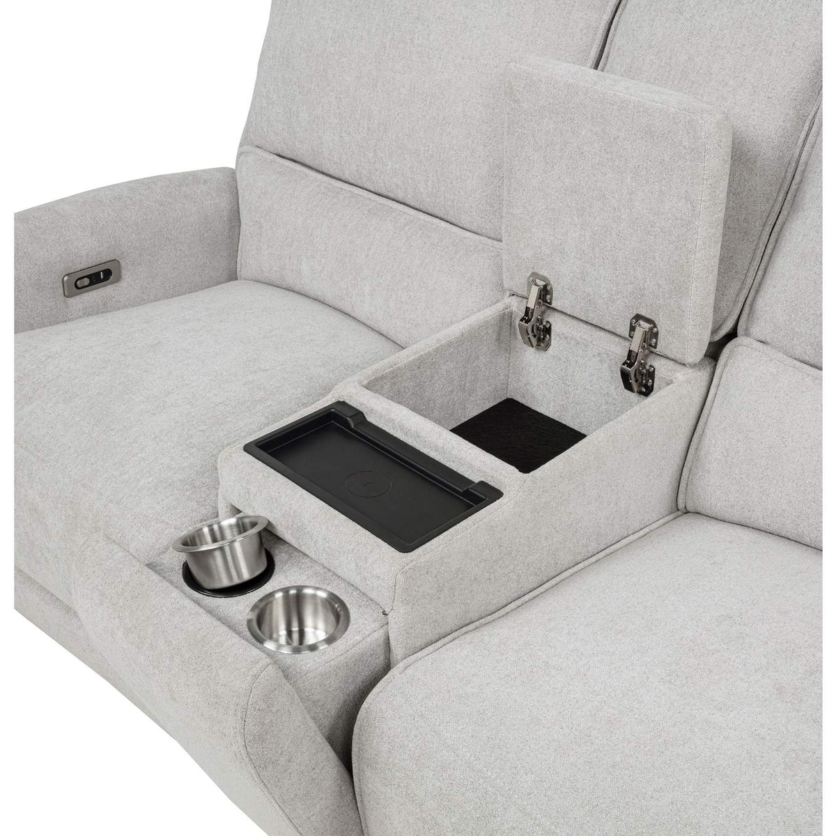 610522P Sylmar Chenille Upholstered Power Reclining Loveseat Dove Grey
