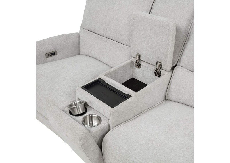 610522P Sylmar Chenille Upholstered Power Reclining Loveseat Dove Grey