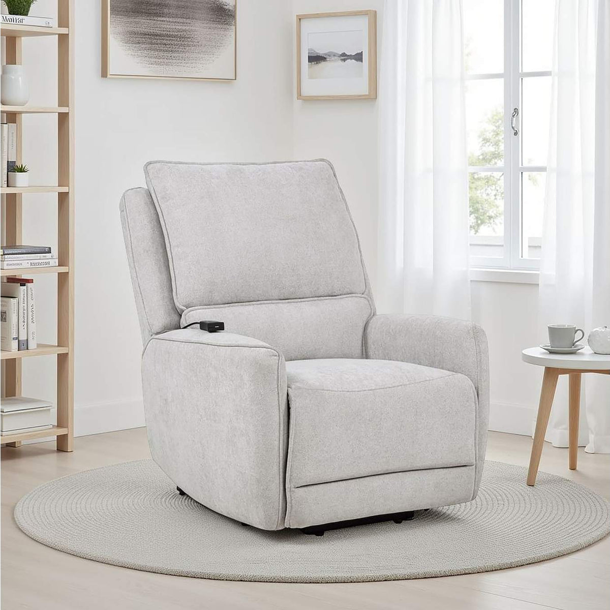610524PP Sylmar Chenille Upholstered Dual Power Lift Recliner Dove Grey