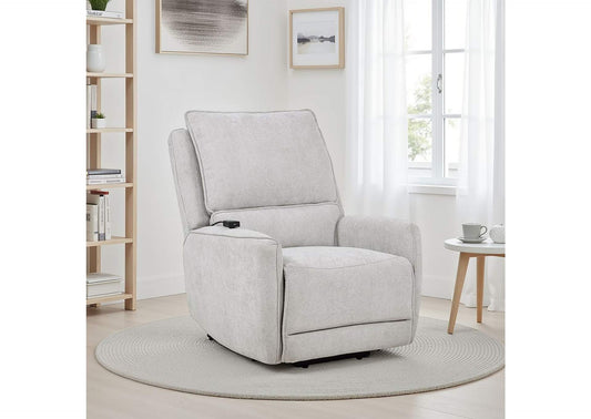 610524PP Sylmar Chenille Upholstered Dual Power Lift Recliner Dove Grey